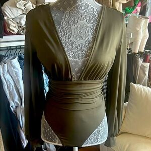 Olive Green Women's Wrap Top